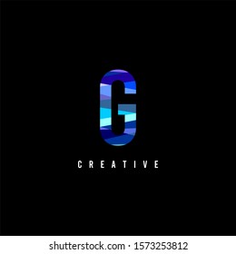 digital blue monogram simple G logo letter isolated on black background design concept.