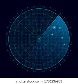 Digital Blue Realistic Radar Screen Hud Stock Vector (Royalty Free ...