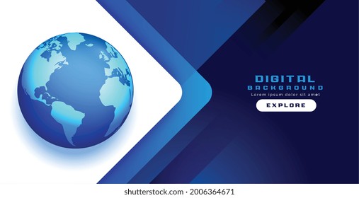 digital blue world concept banner design