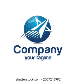 Estrella del mundo azul digital hacia arriba. Plantilla de diseño de icono del logotipo técnico. Logo universal para empresa de negocios.