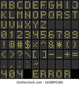 digital board vector template, led board with letters and numbers