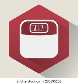 digital body weighing scale for health flat long shadow icon