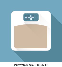 digital body weighing scale for health flat long shadow icon