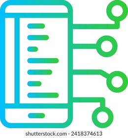 Digitales Buch Digitalisierung Business Symbol mit blauem und grünem Farbverlauf-Umriss. Buch, Konzept, Technologie, Digital, Bildung, Studium, Lernen. Vektorgrafik