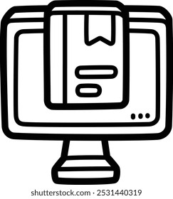 Digitales Buch doodle, Vektorsymbol und Illustration