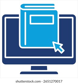 Digital Book Flat Blue Icon Vector Illustration