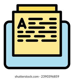 Digital book folder icon outline vector. Read school. Online library color flat