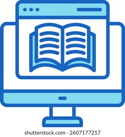 Digital Book Icon Blue Vector Illustration