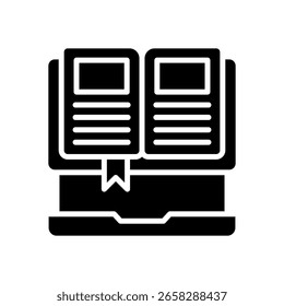 Ilustración vectorial de glifo de icono de libro digital