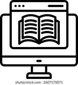 Digital Book Icon Line Vector Illustration