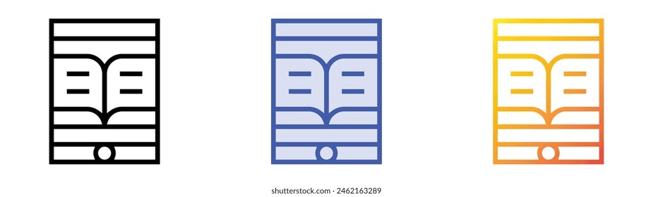 digital book icon. Linear, Blue Fill and Gradient Style Design Isolated On White Background