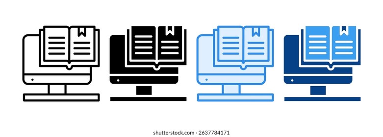 Digital Book Icon Set Multiple Style Collection
