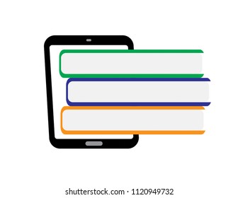 Digital book icon - tablet ebook reader with books