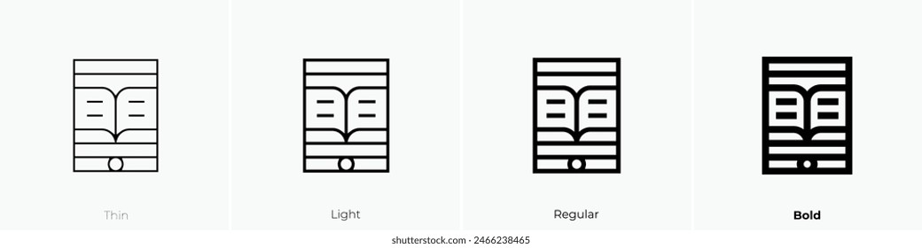 digital book icon. Thin, Light Regular And Bold style design isolated on white background