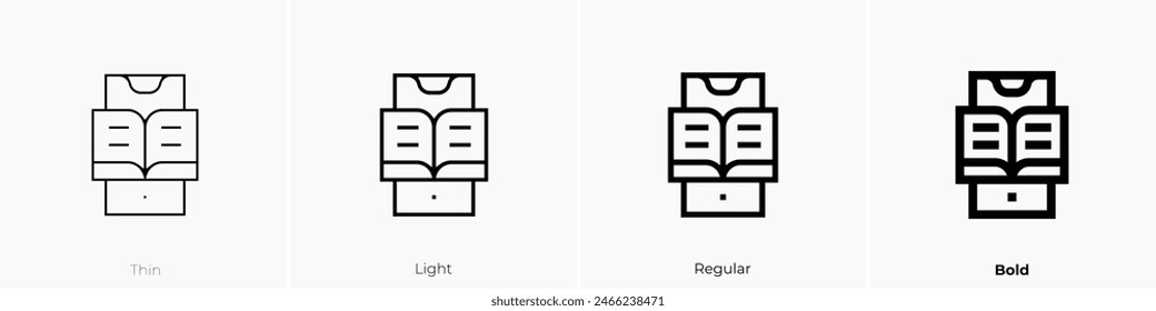 digital book icon. Thin, Light Regular And Bold style design isolated on white background
