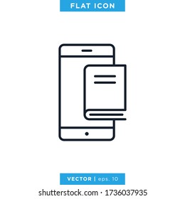 Plantilla de diseño de vectores de iconos de libro digital. Stroke editable.