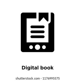 Digital book icon vector isolated on white background, logo concept of Digital book sign on transparent background, filled black symbol