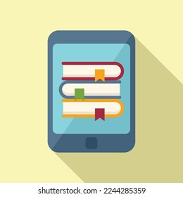 Digital book library icon flat vector. Online course. Distance class