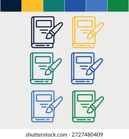 Vector de iconos de línea de libro digital.