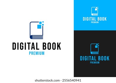 Digital book logo design concept for digital library vector template illustration
