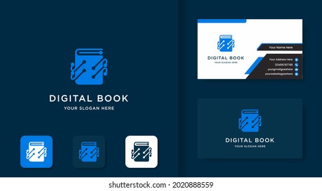 digitales Buchlogo-Design mit Punktschaltung und Visitenkartendesign