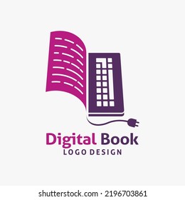 Digital book logo design. E-book logo design