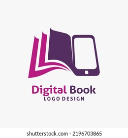 Digital book logo design. E-book logo design