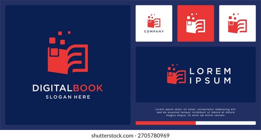 Modelo de design de logotipo de livro digital