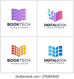 Digital Book logo designs. Electronic Book logo templates. Online Learning logo designs vector. logo and business card.