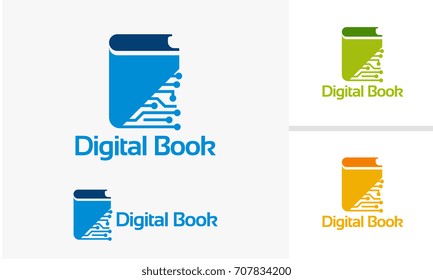 Digital Book logo designs, Electronic Book logo, Online reading logo designs vector