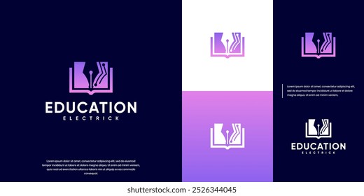 digital book logo, ink pen, electric circuit, modern abstract, graphic deign illustration.
