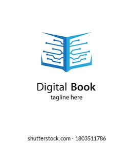 Diseño de icono vectorial de la tecnología del logotipo del libro digital