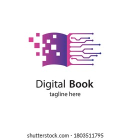 Digital book logo technology vector icon design