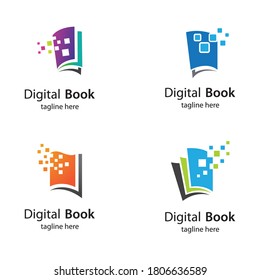 Digital book logo technology vector icon design