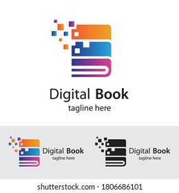 Digital book logo technology vector icon design