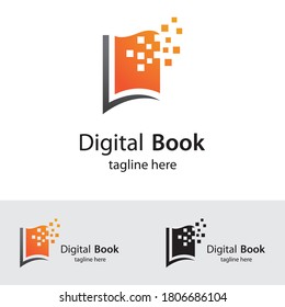Digital book logo technology vector icon design