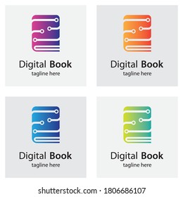Digital book logo technology vector icon design