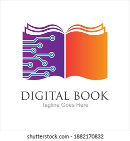 Digital book logo technology vector icon design
