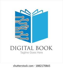 Digital book logo technology vector icon design