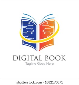 Digital book logo technology vector icon design