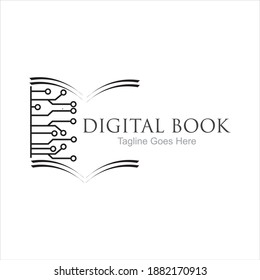 Diseño de icono vectorial de la tecnología del logotipo del libro digital