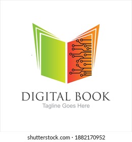 Digital book logo technology vector icon design