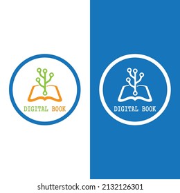 Digital book logo technology vector icon design