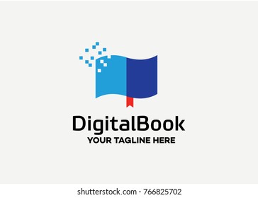 Digital Book Logo Template Design Vector, Emblem, Design Concept, Creative Symbol, Icon