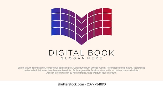 vector de plantilla de logotipo de libro digital
