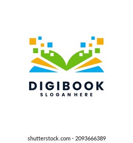 Digital book logo vector. Online school education logo.