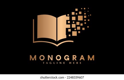 Abstrakte, abstrakte Vorlage für das digitale Buch mit minimalem Symbol für das Vektorlogo