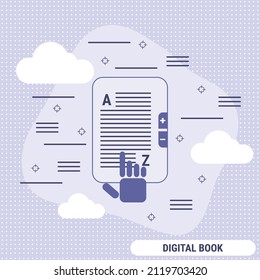 Digital book, online reading flat design style vector concept illustration