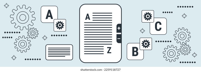 Digital book, online reading flat contour style vector concept illustration