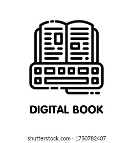 Digital book outline icon style design illustration on white background eps.10